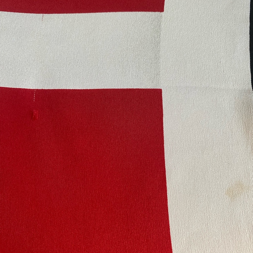 Auth Chanel Vintage Logo Silk Square Scarf Gift Red Ribbon 35 inch Authentic - Picture 12 of 15